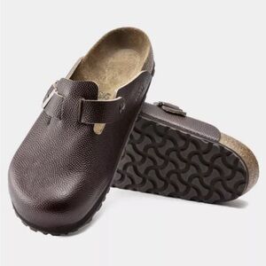Birkenstock Boston Pebbled Leather Mule Clog Brown Size 44/11